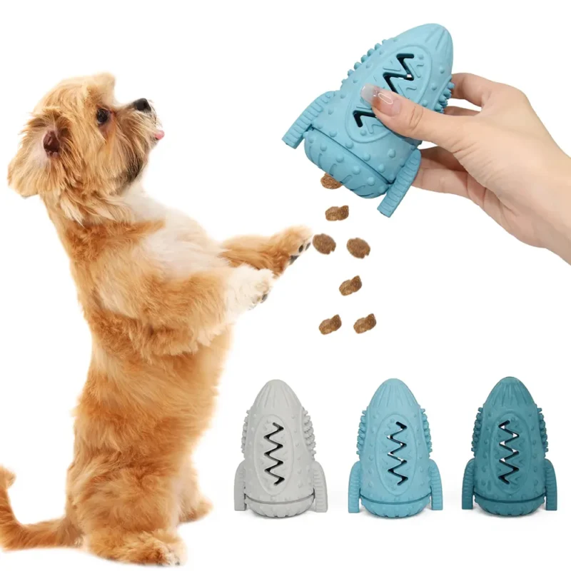 Rocket Shape Interactive Multifunction Rubber Chew Leakage Pet Toy for Dog - Image 2